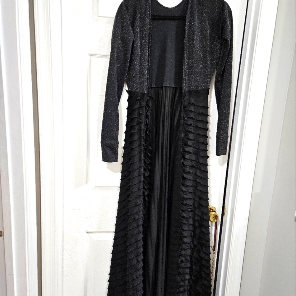 Black silver sparkle duster Abaya